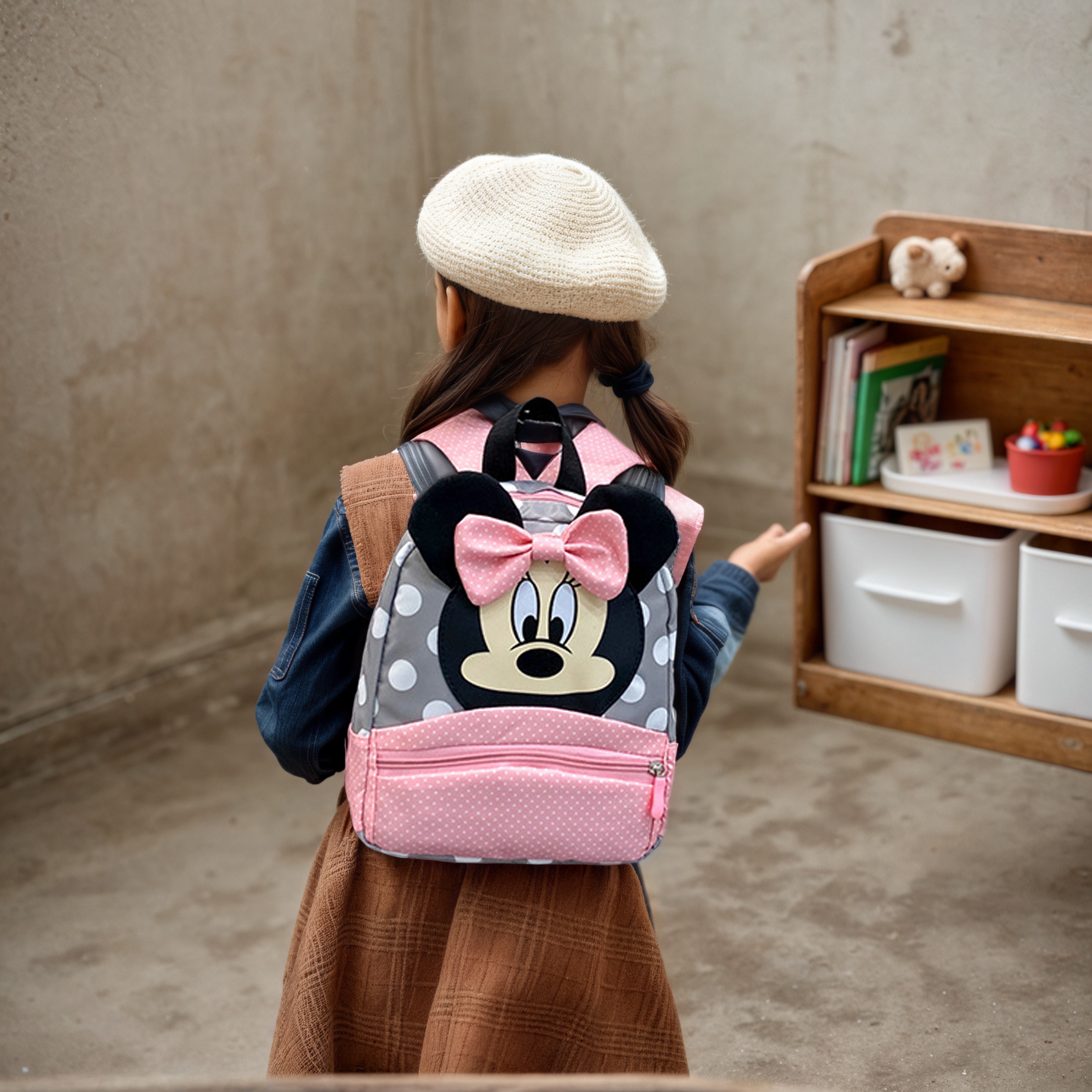 Disney nova mochila 2025 minnie mochila para crianças dos desenhos animados do jardim de infância kawaii rosa mochila como um presente para crianças