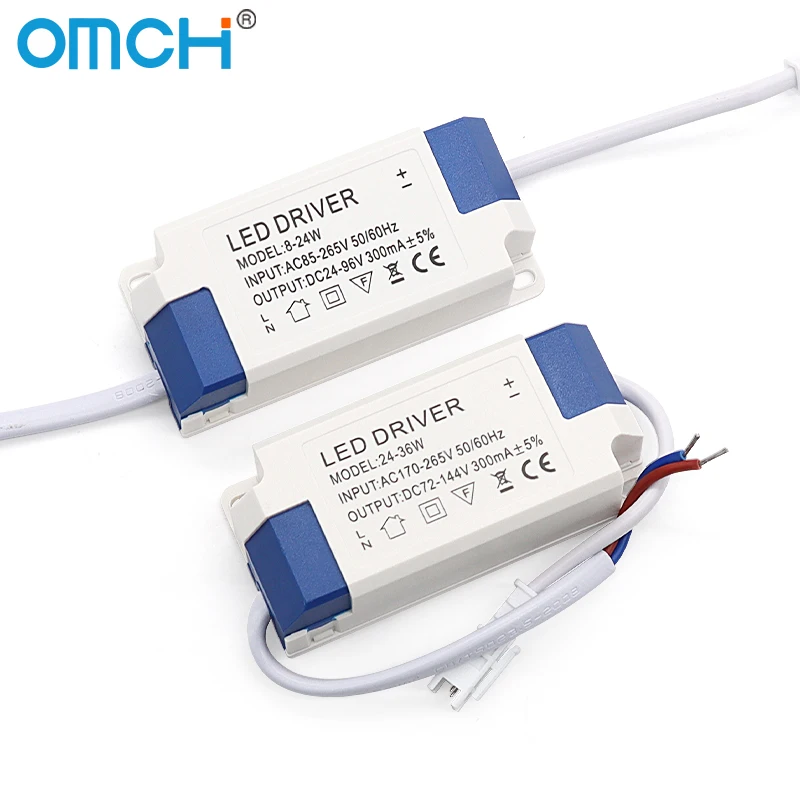OMCH Non-isolated External LED Driver Power Supply Constant Current Lighting Transformer 300mA 4-7W 8-18W 8-24W 24-36W 36-50W