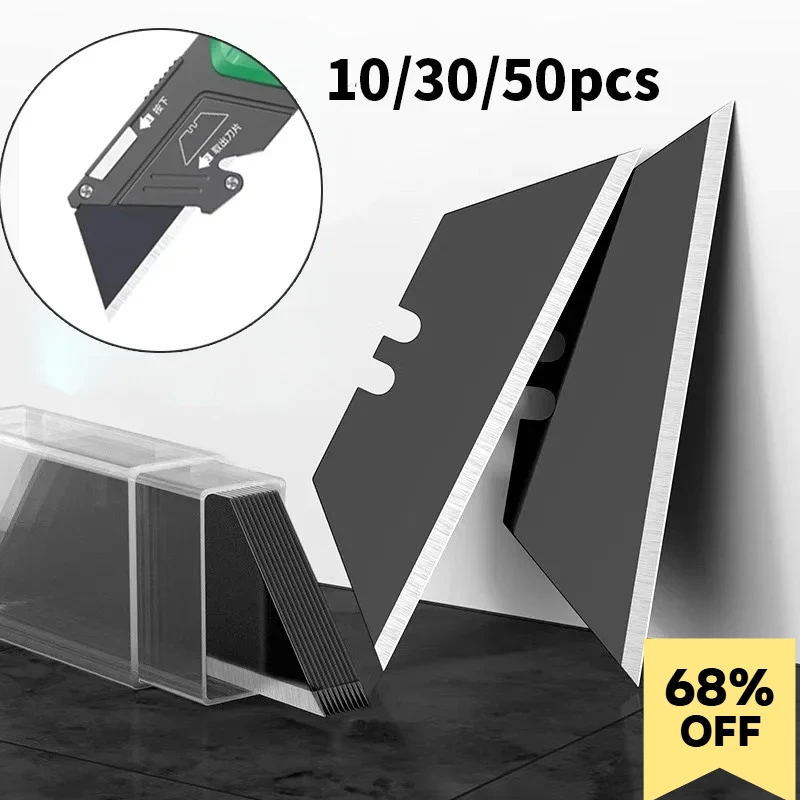 10/30/50Pcs Trapezoid Utility Knife Blades Set Steel Material DIY Art Craft Special Cutter Replacement Tool