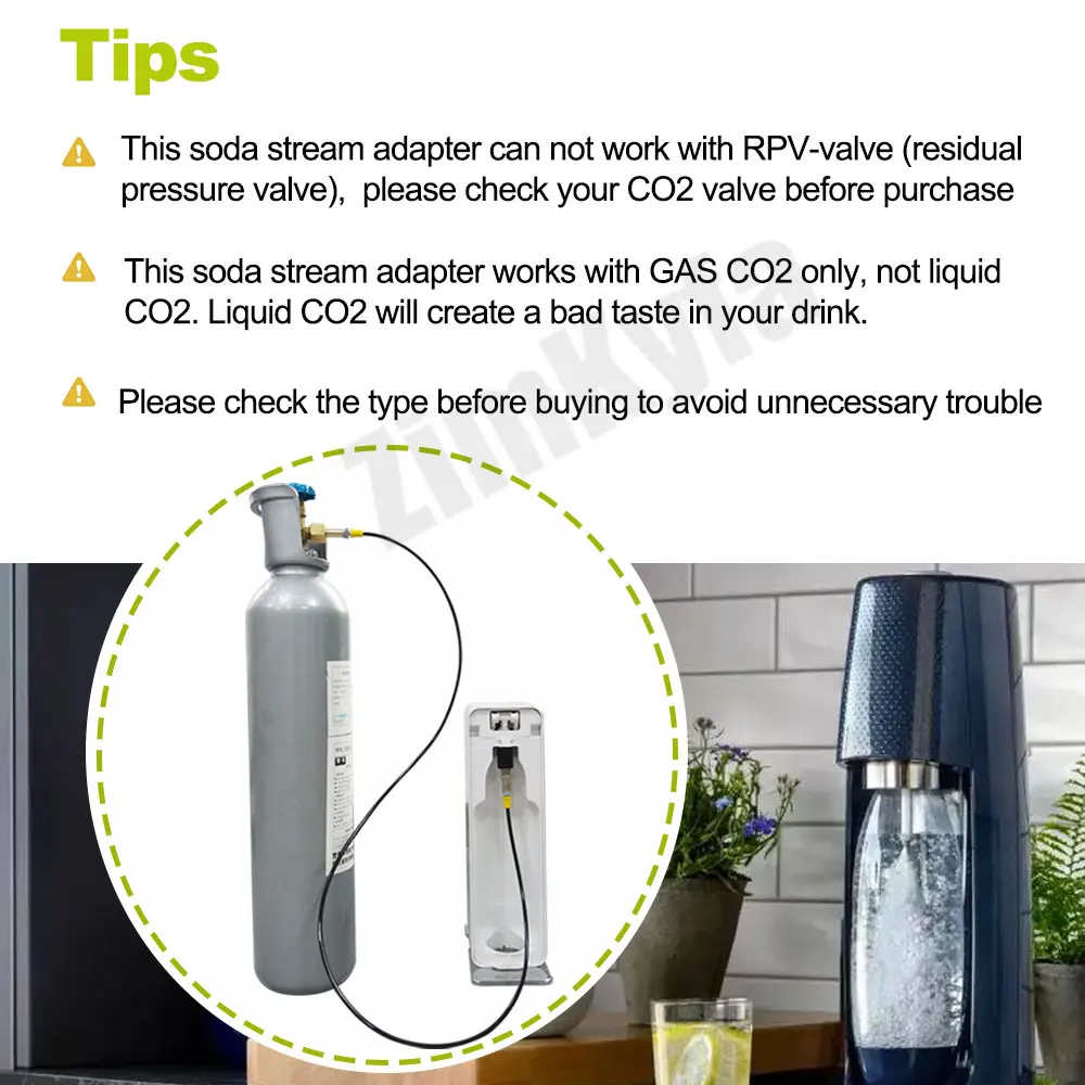 CO2 Soda Club Maker Fizzy Drink Water Hose Kit for Sodastream Tr21-4 Machine to Large CGA320 or W21.8-14 Carbon Dioxide Tank