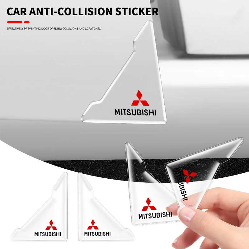 2 unids/set pegatinas protectoras transparentes para esquina de puerta de coche para MITSUBISHI Ralliart Lancer competición Outlander ASX EX LANCER