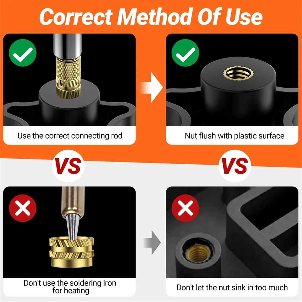 Heat Set Insert Soldering Iron Tip Head M2 M2.5 M3 M4 M5 M6 Hot Melt Insets Nut Brass Embedded Thread Insertion Kit For Plastic