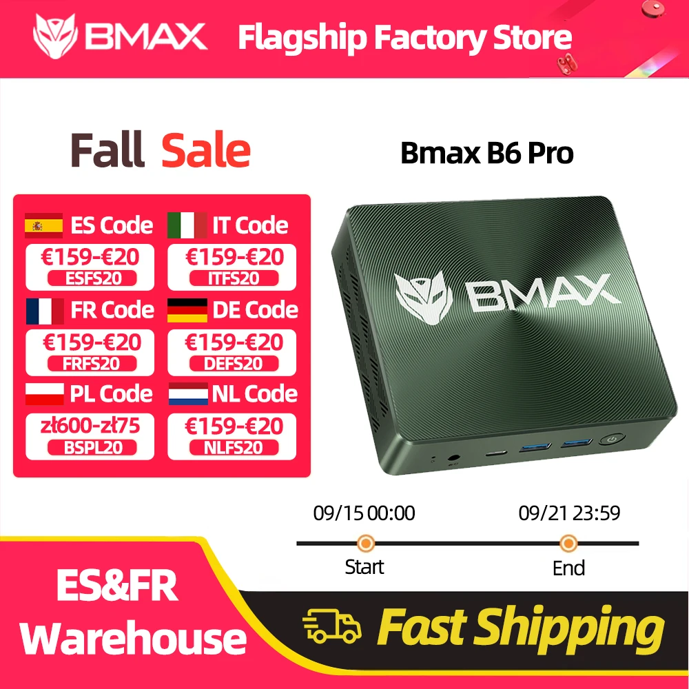 Bmax B6Pro Mini PC Intel ®     Nucleo ™     Computer I5 16Gb 512Gb Ssd Windows 11 2.4Ghz/5Ghz Dual Band Wi-Fi Type-C/Hdmi