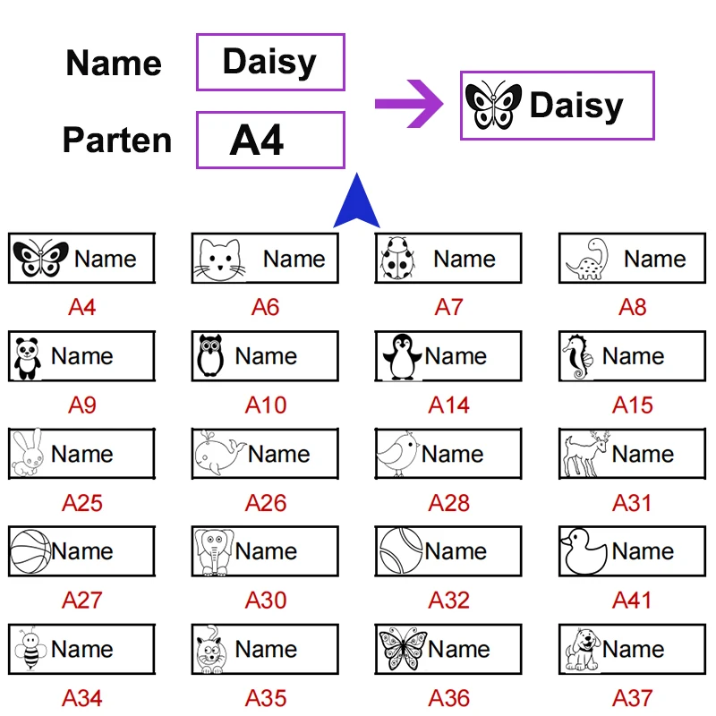 Children Name Seal Custom Double -layer black and white ink Student's Stamp Kindergarten Clothes Waterproof Name Sticker Stamp