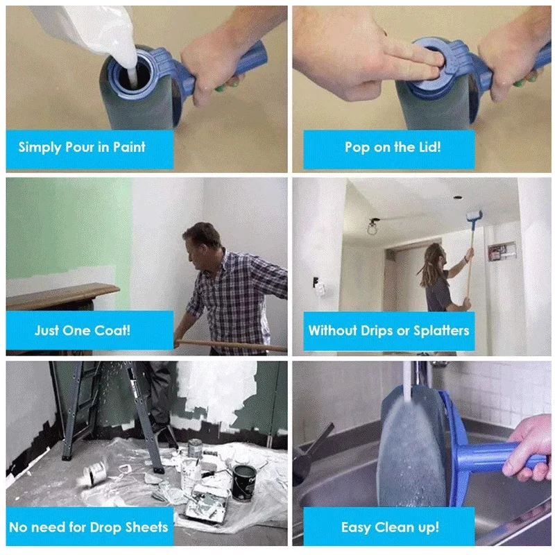 Multi funcional de alta qualidade lidar com rolo pintura conjunto alça plástico pintura rolo escova para decoração casa escritório