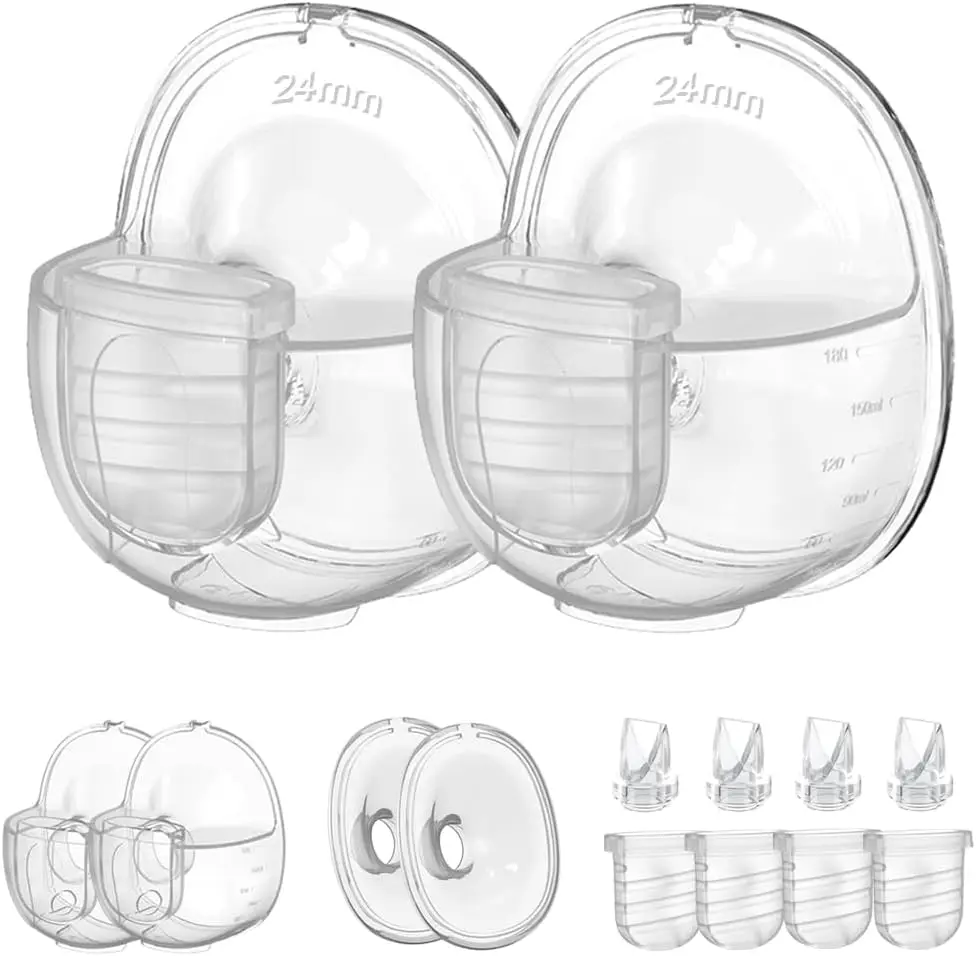 Duas conjuntos completos de peças para bomba tira leite com flange de 24 mm, compatível com Lansinoh Discreet Duo/NCVI/Nuliie S32, substituição de bomba tira leite
