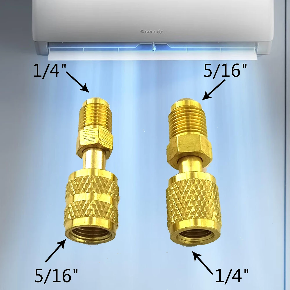 2PCS Pompa A Vuoto Ottone R410a Adattatore 5/16 SAE F Attacchi Rapidi A 1/4 SAE per Aria Condizionata Adattatore Strumenti di Attacco Rapido