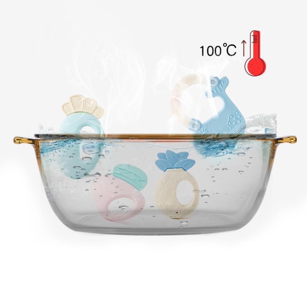 Fruit Macaroon ยางกัดของเล่นการงอกของฟันสําหรับทารกการงอกของฟัน จับง่าย ซิลิโคนเกรดอาหาร ดีไซน์ป้องกันการกลืน