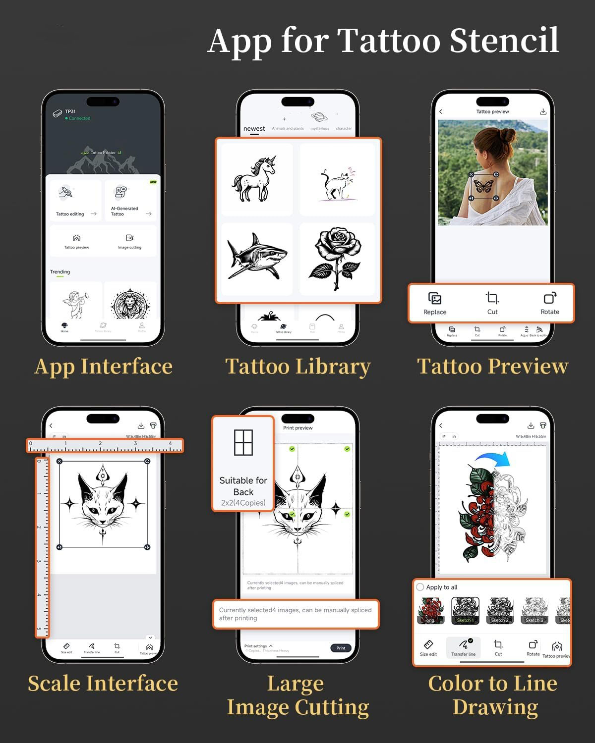 Impressora térmica de estêncil de tatuagem tp31, 80mm, com papel de transferência, sem fio, bluetooth, mini impressora portátil, artista diy