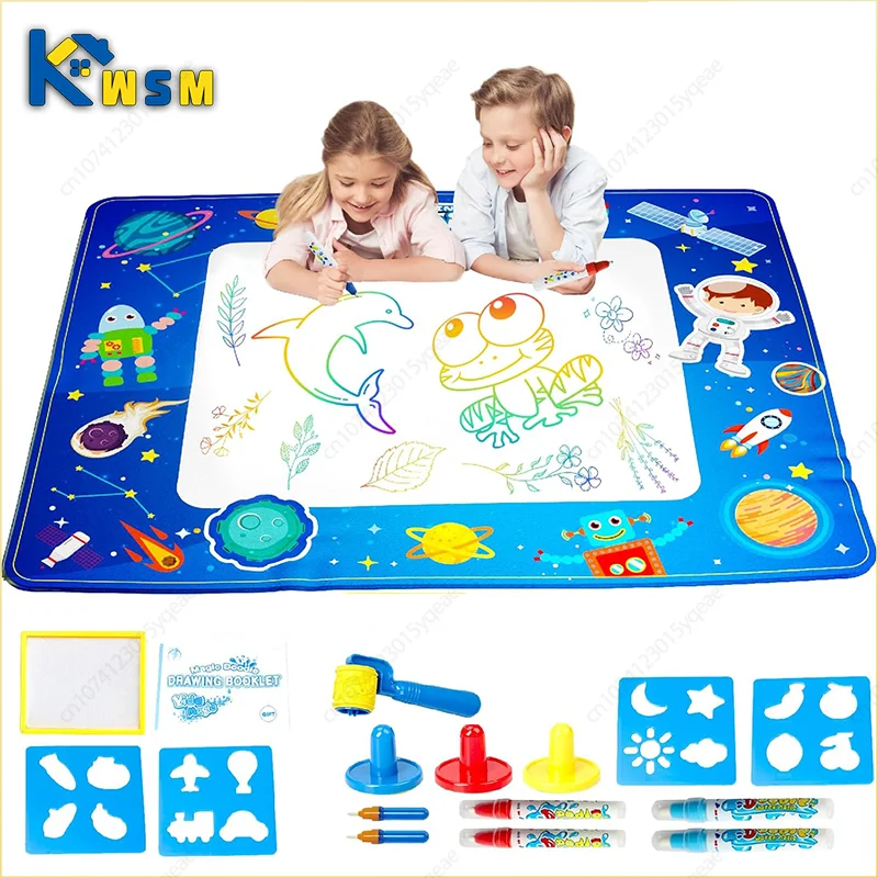 100x80 ซม.Magic Water Drawing MAT สี Doodle พร้อมปากกาเมจิกแบบใช้ซ้ําได้ Montessori จิตรกรรม BOARD ของเล่นเพื่อการศึกษาเด็กของขวัญ