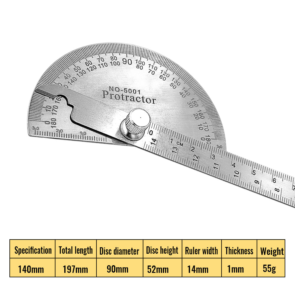 Angle Meter Measure Protractor Ruler Metal Finder 180 Degree Guage Goniometer Stainless Steel Woodworking Wood Measurement Tool