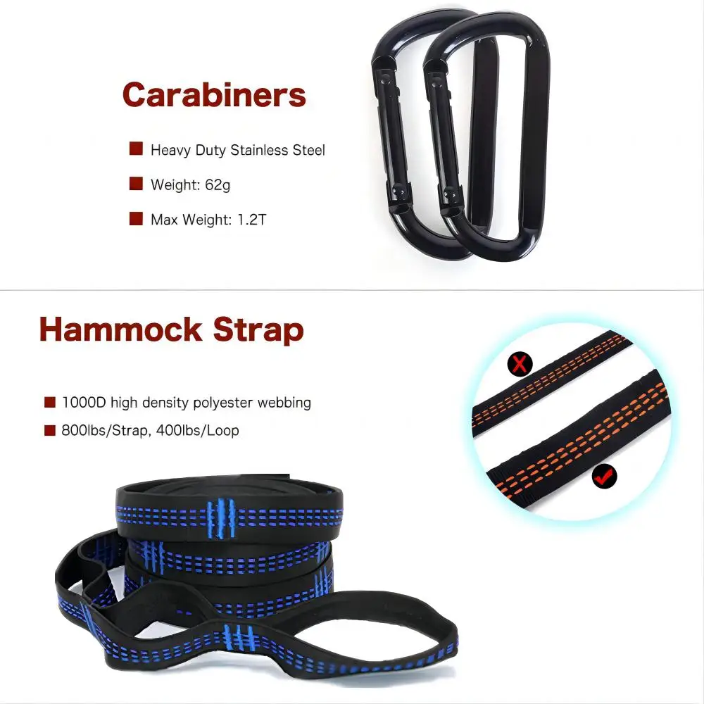 2Pcs Super Strong Hammock Strap Special Reinforced Polyester Multi Ring Hammocks Strap Outdoor Camping Travel Portable Tree Rope