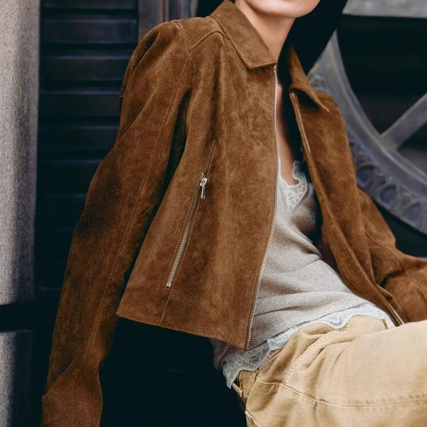 Jaqueta Fena Curta de Couro Genuíno Z 2025: Novo Estilo E e de Qualidade – Agasalho Premium para Mulheres 807...