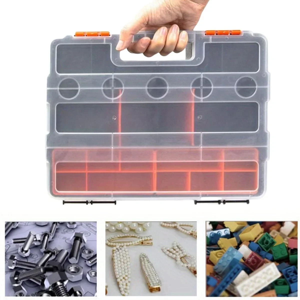 Multi-Grid Combination Screw Storage Box Portable Parts Box Hardware Storage Toolbox Garage Repair Tool Box Plastic Case