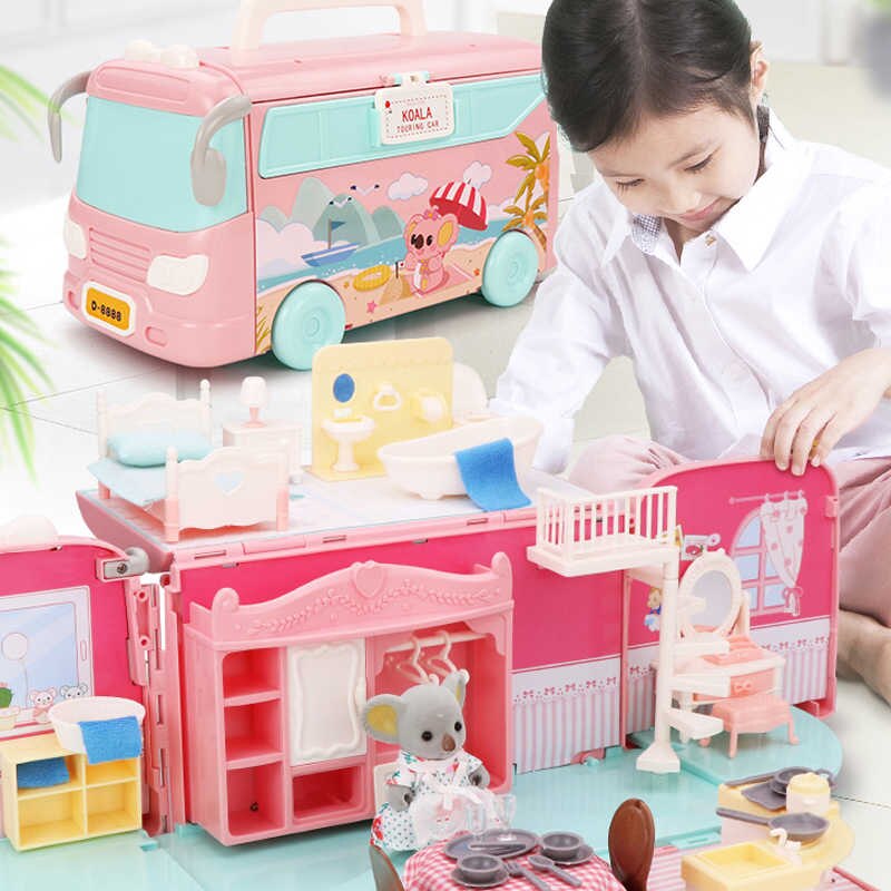 ドールハウス コアラ 日記 女の子ままごとおもちゃ DIY ツアーバス 寝室 ドレッサー ダイニング キッチン バスルーム ショップ ごっこ遊び 家族のおもちゃ 女の子
