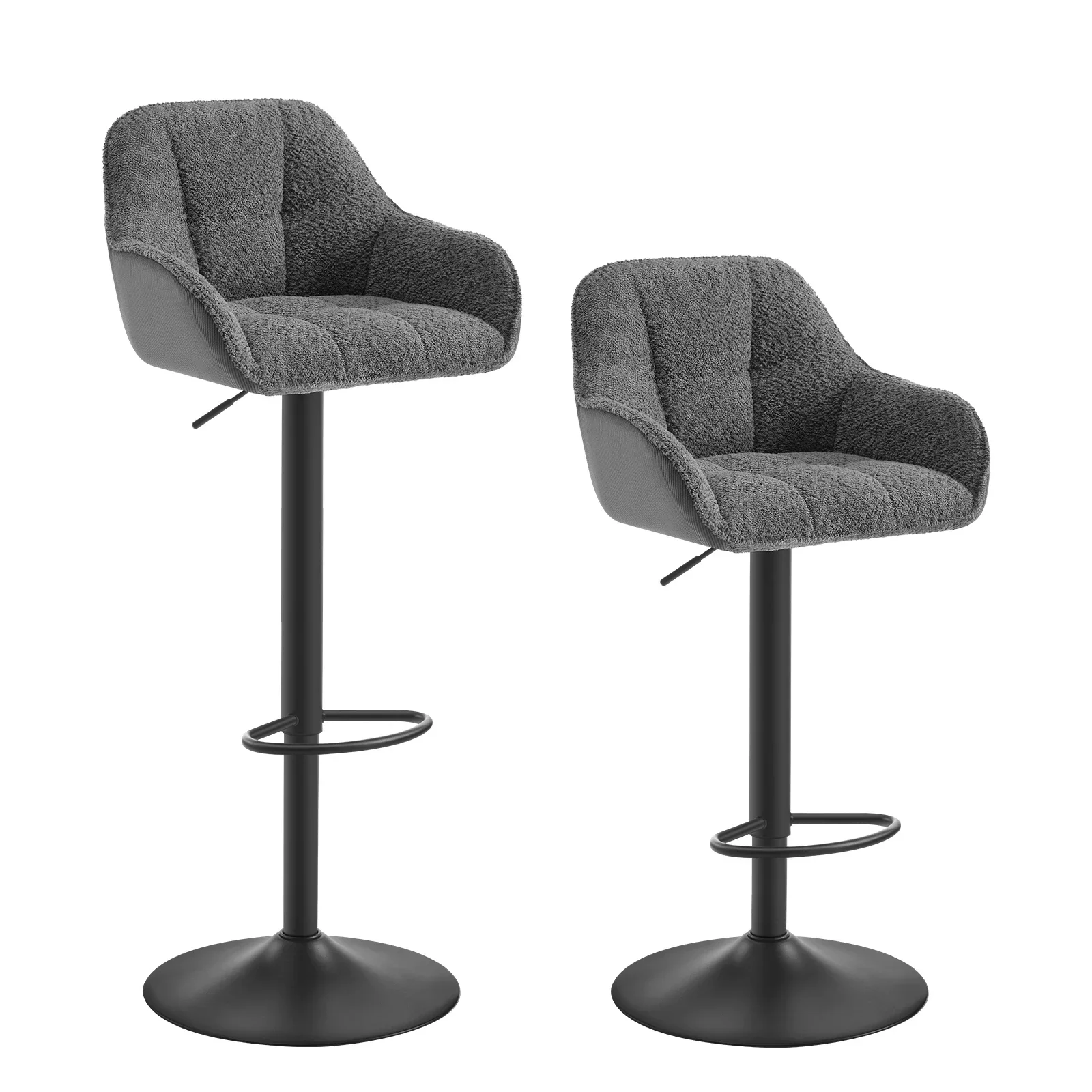 WOLTU 2 unids/set taburetes de Bar taburete de mostrador de bistró de altura ajustable con reposapiés acolchado giratorio sillas de cocina de cordón de chenilla