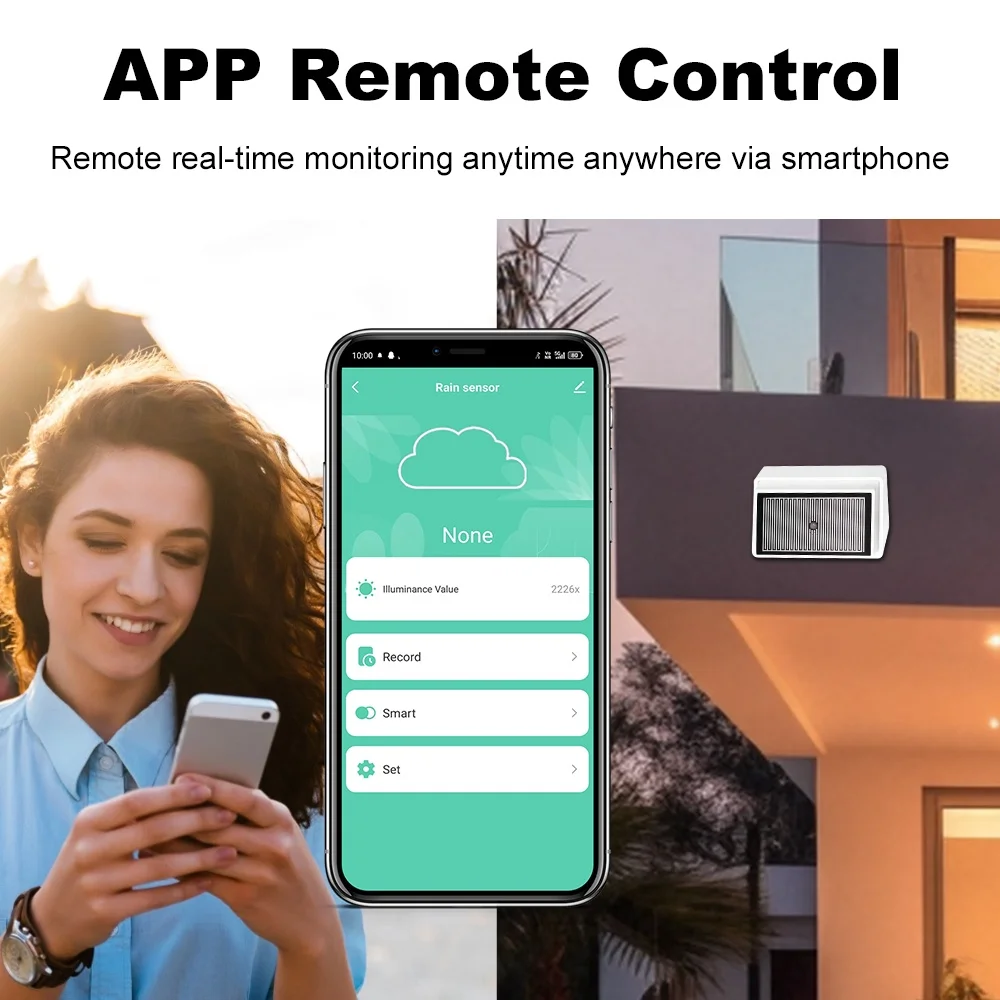 Inteligente zigbee 2 em 1 sensor de chuva com detector de luz de brilho alimentado por bateria ao ar livre à prova dwaterproof água detector de chuva zigbee 2mqtt