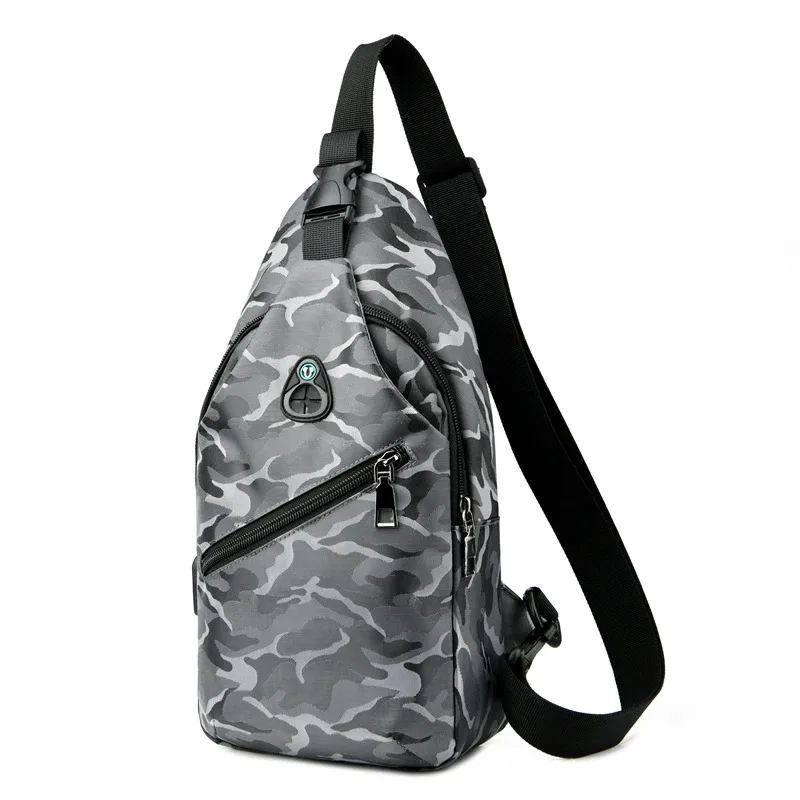 Wasserdichte Schulter-Crossbody-Packs für Herren, modische, leichte Brusttasche mit USB-Stromversorgung, Ladeanschluss und Kopfhöreranschluss