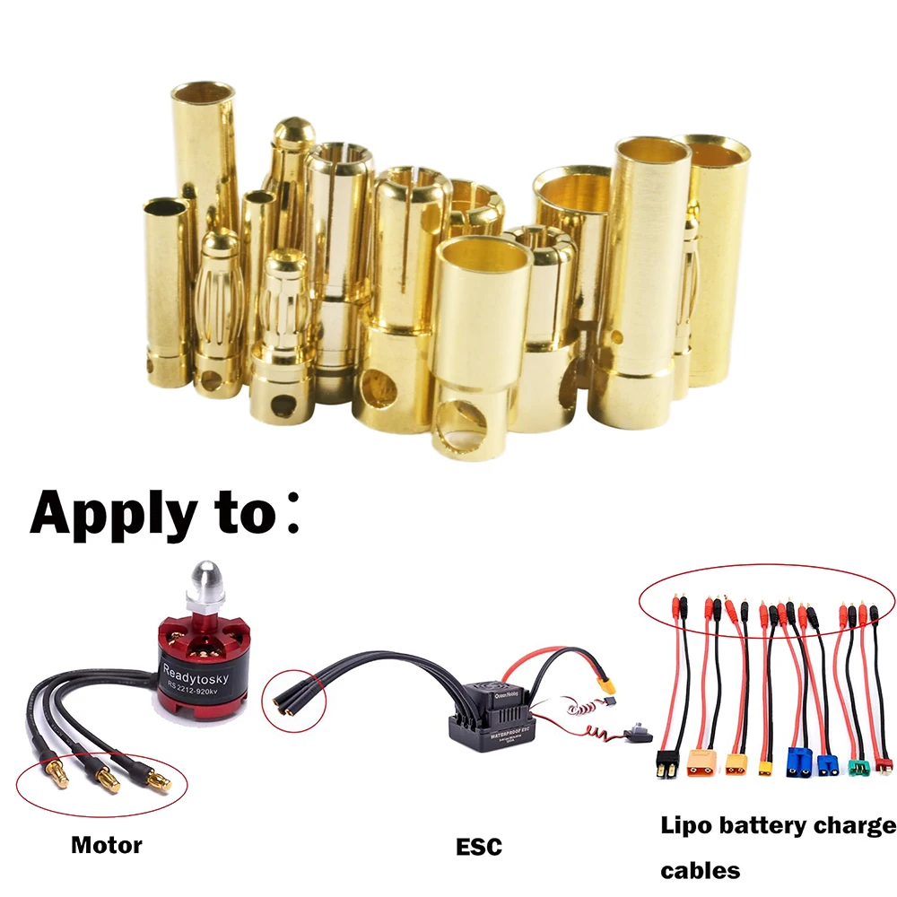 9IMOD 5/10 คู่ RC Bullet Connectors 2/3/3.5/4.0/5/5.5/6/8 มม.ชายหญิงกล้วย Bullet Connector ปลั๊กอะแดปเตอร์ชุบทอง