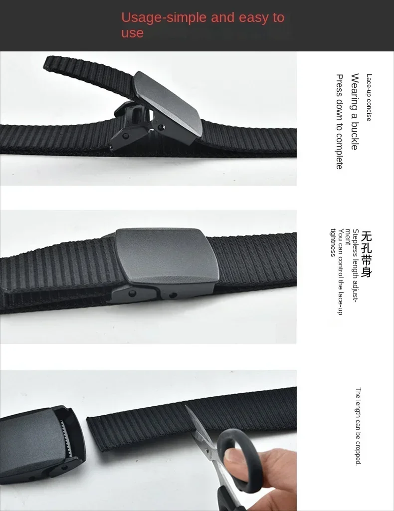Automatic Buckle Light Comfortable Non-metal  Nylon Belt Outdoor Hunting Multifunctional - Canvas Belts for Men
