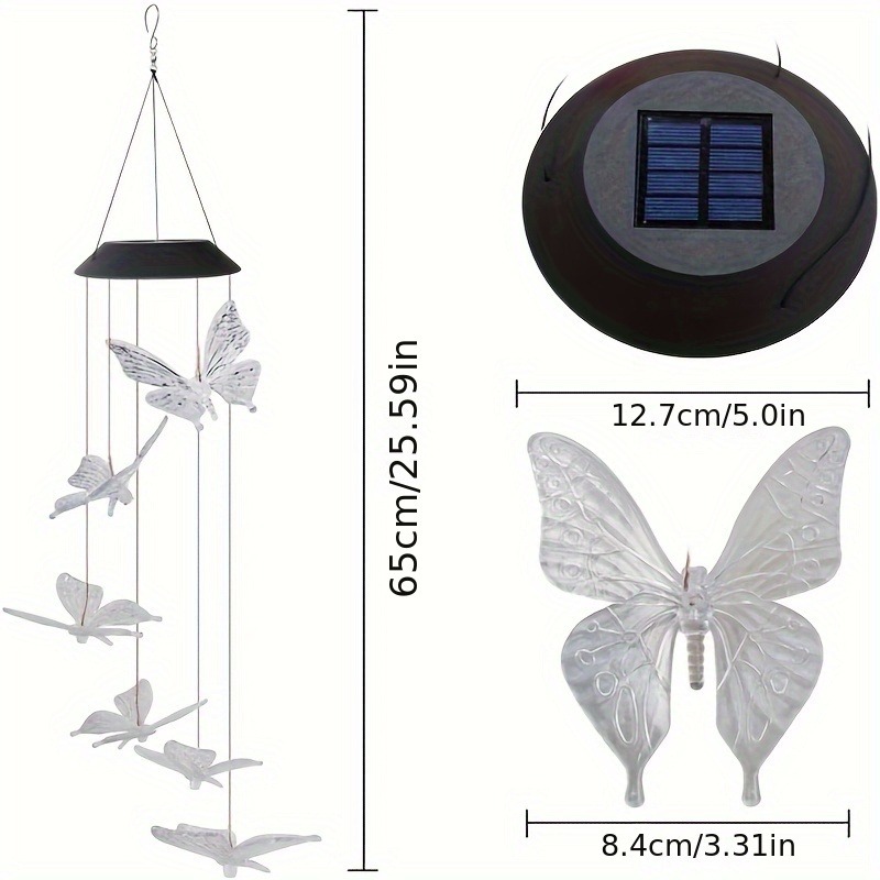 Campanas de viento solares Led que cambian de Color, mariposa, libélula, colibrí, impermeables para exteriores, regalos de cumpleaños, 1 ud.