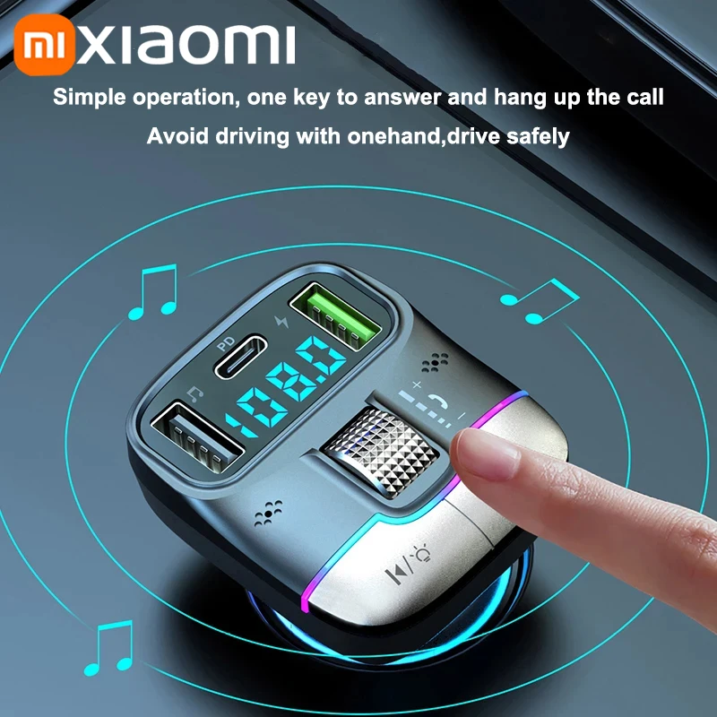 Xiaomi FM Transmitter Bluetooth 5.4 Hands-Free Car AUX Radio Modulator MP3 Player with Fast Charging Adapter Auto Accessories