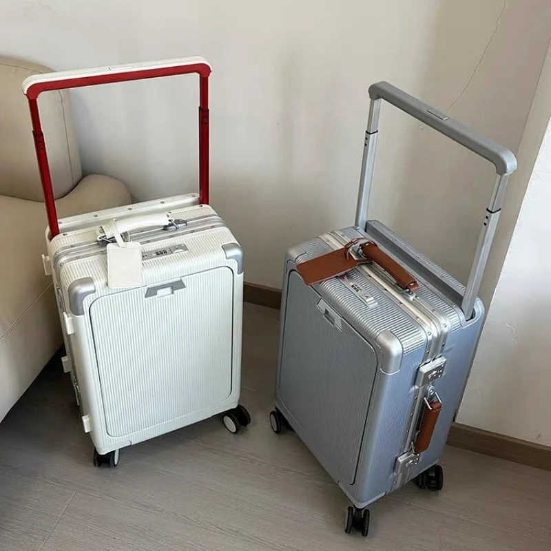 Quadro de alumínio bagagem senha carry on bagagem com rodas silenciosa roda universal moda caixa viagem puxar haste caixa