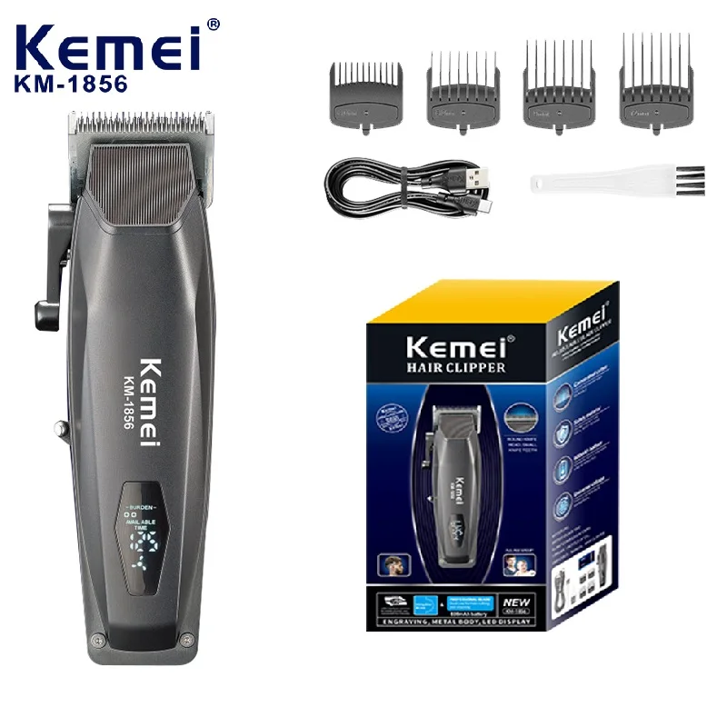 KEMEI Elektrischer wiederaufladbarer bester Haarschneider, professioneller kabelloser Friseur-Haarschneider, Trimmer KM-1856