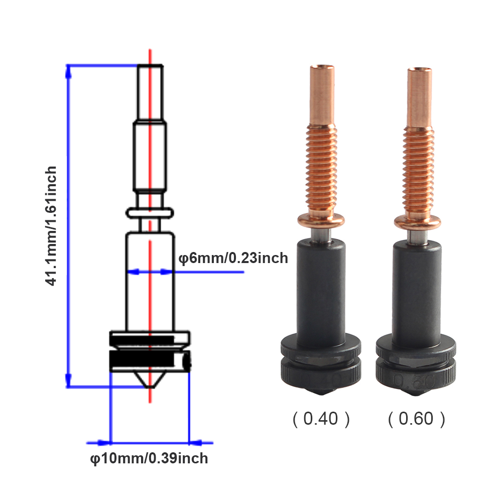 Buses à débit Standard amélioré de 0.4mm/0.6mm, matériau en acier trempé/cuivre/titane/TC4 pour les Hotends REVO