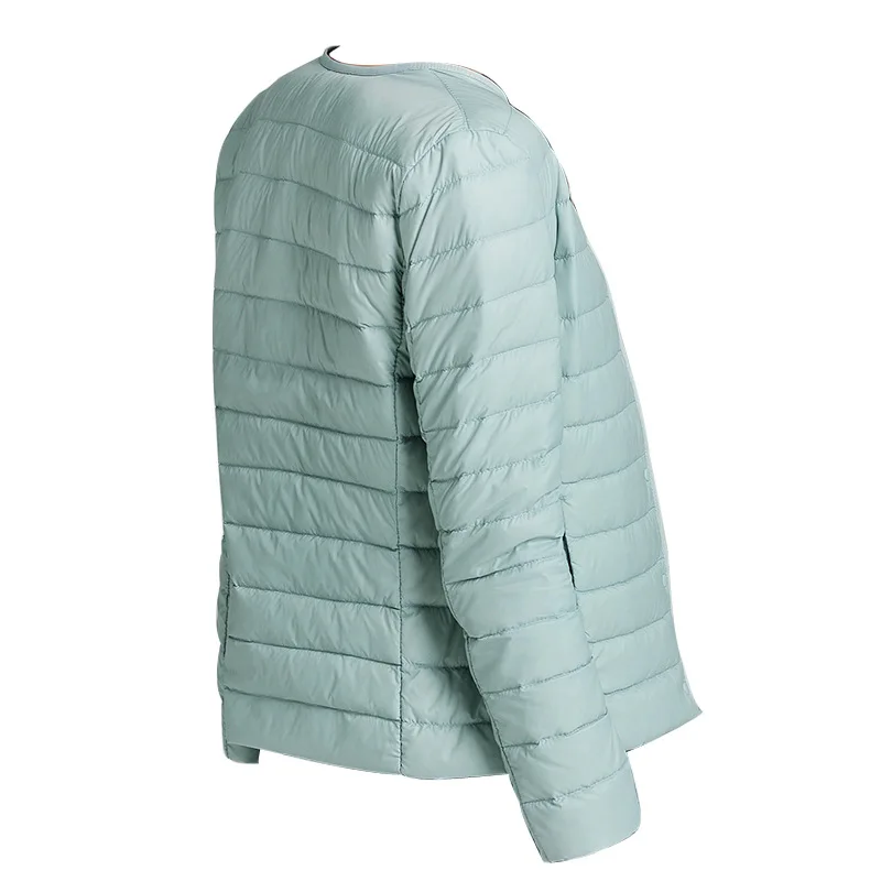 Frauen Liner Ente Unten Jacke Oansatz Variable V-ausschnitt 2024 Neue Weibliche Winter Warm Halten Kragenlose Ultraleicht Stepp Puffer Mantel
