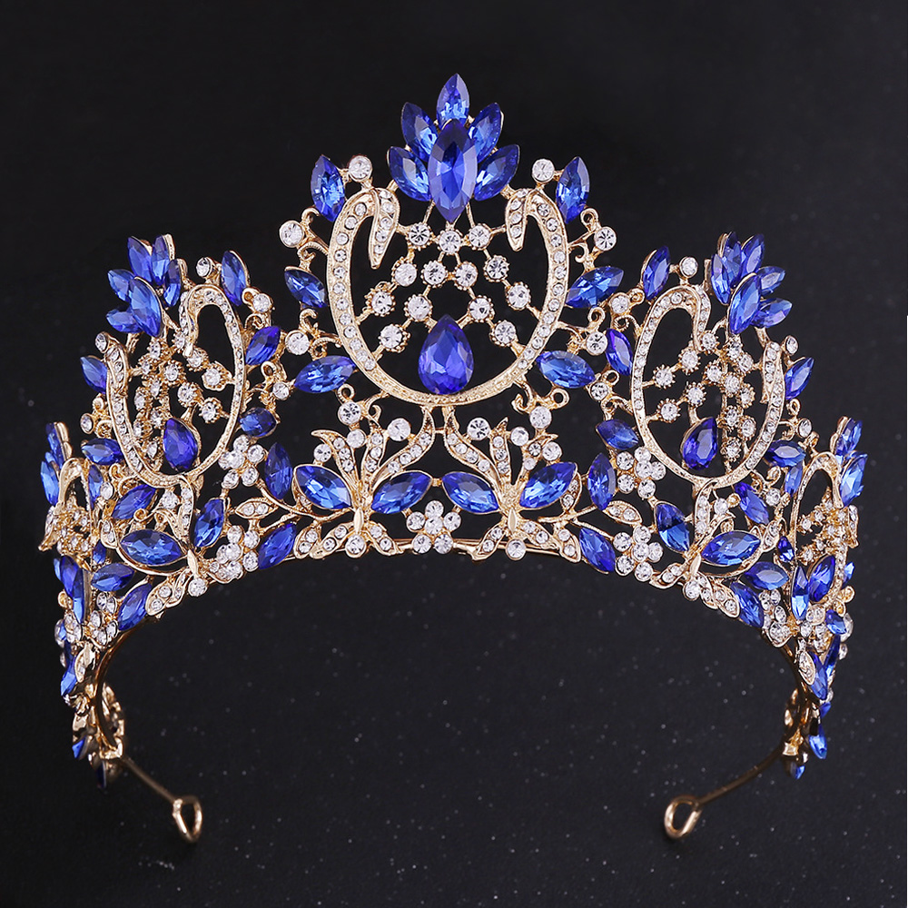 Baroque คริสตัล Rhinestone Tiaras และ Crowns สําหรับเจ้าสาว Vintage พรหมมงกุฎเจ้าสาวงานแต่งงานอุปกรณ์เสริมผมเครื่องประดับ