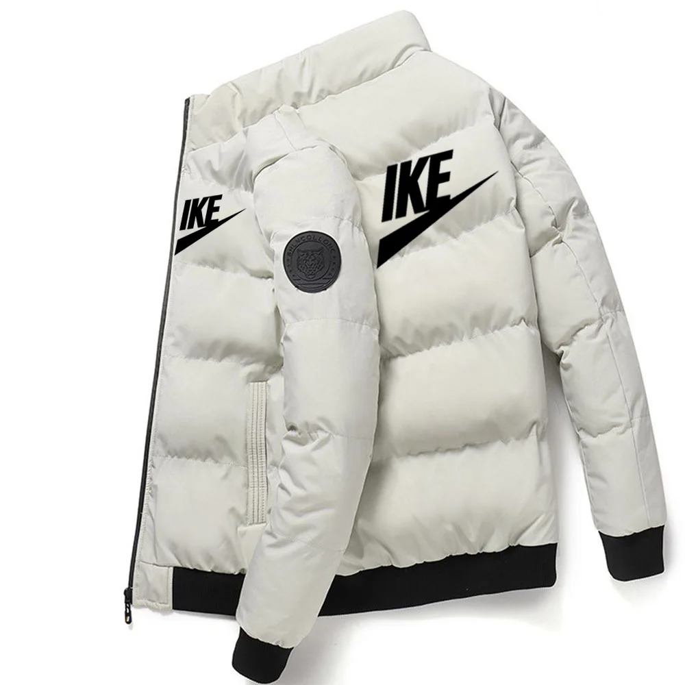 Casaco masculino elegante de algodão quente com gola alta para outono e inverno de 2025, com recurso à prova de vento ao ar livre e Zi de alta qualidade