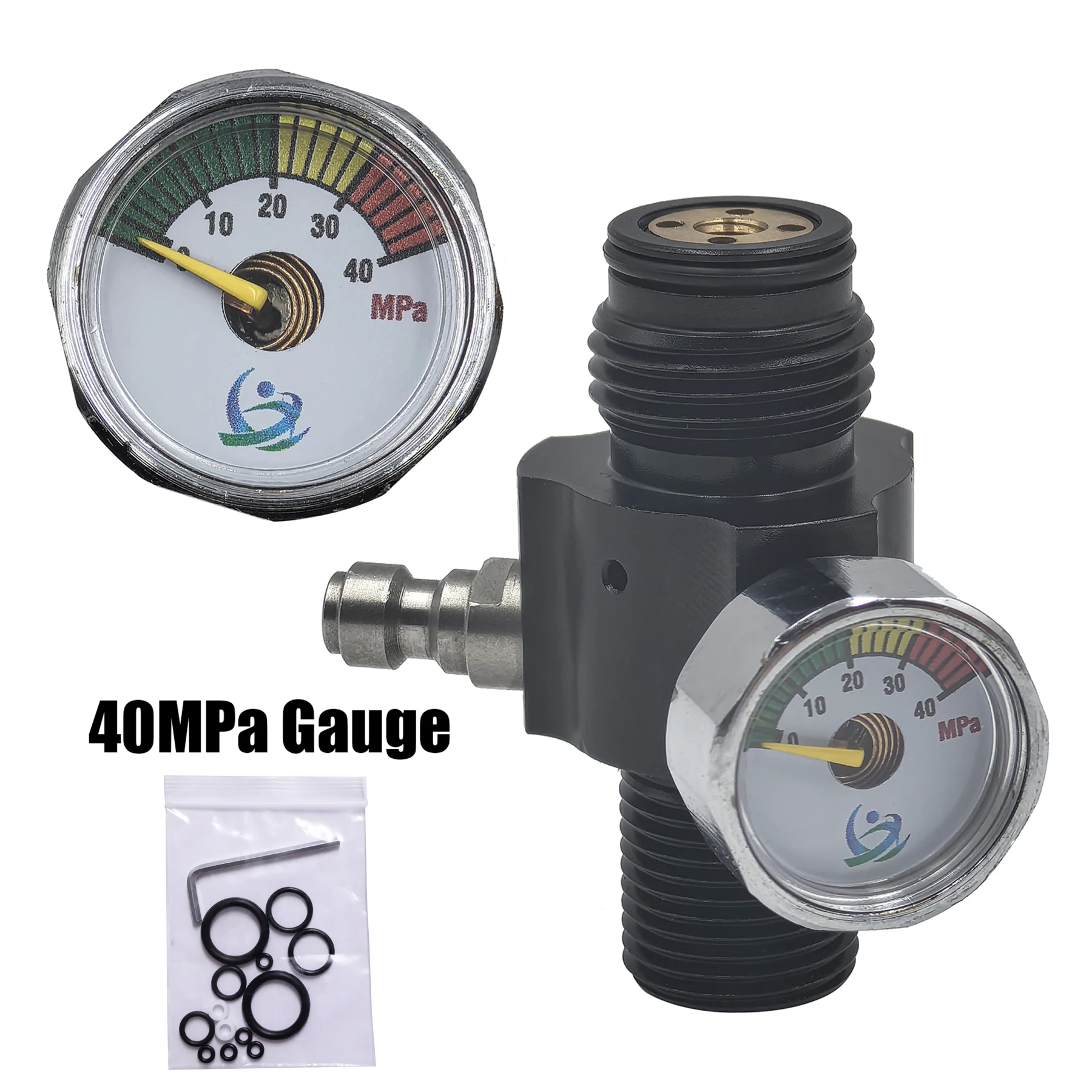 Air Tank Cylinder Regulator Valve Adjustable Output pressure 0 to 2500psi Threads M18*1.5 With 40Mpa/350bar/5000psi Gauge