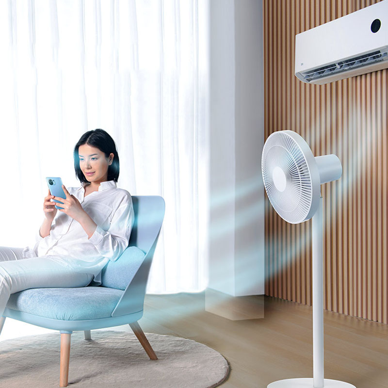 XIAOMI MIJIA vloerventilator, 7 bladen, verstelbare groothoek 90 ° , Thuisventilator voor woonkamer, ondersteuning voor Connect MI HOME APP bedrade ventilator
