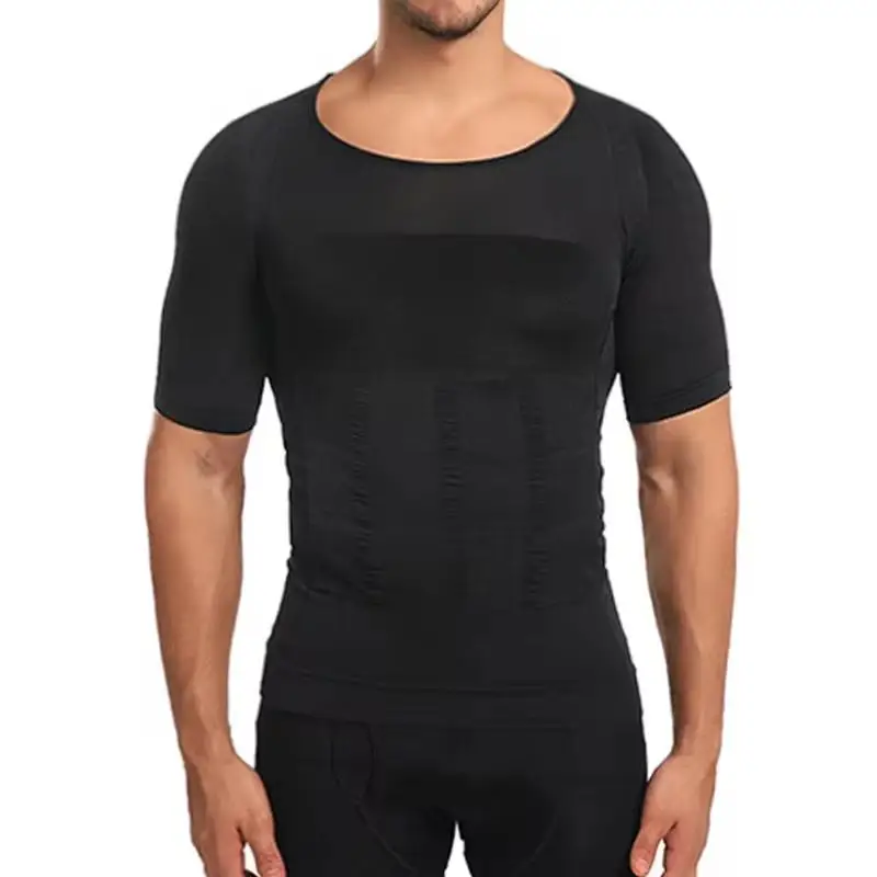 Mens Slimming Body Shaper Compression Shirt Tummy Control Slimmer Shapewear Gynecomastia Undershirt Posture Corrector Tops