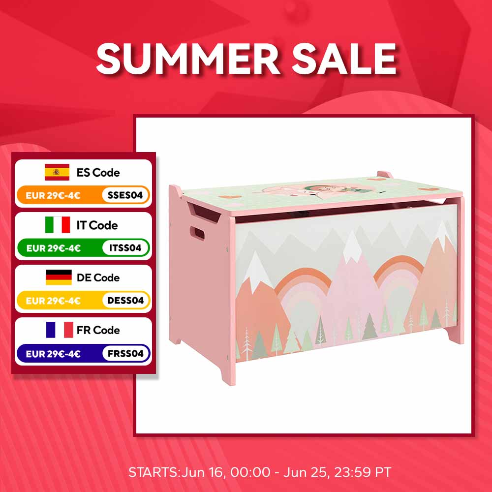 Zonekiz Coffrets de rangement pour enfants avec imprimé renard 60X37X39 cm Rose