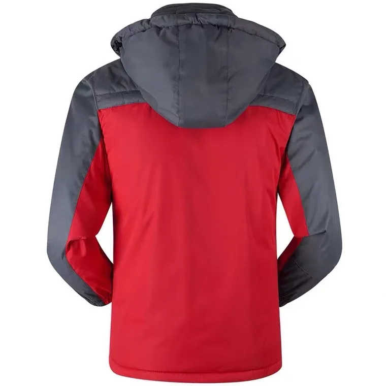 Chaqueta de lana gruesa y cálida para hombre, impermeable, para senderismo, esquí, cortavientos de terciopelo, Parkas de talla grande con capucha extraíble, invierno