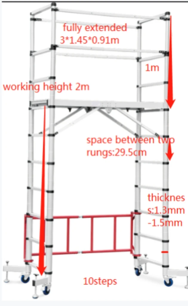 Scaffolding in alluminio allungabile pieghevole 3M, scala mobile moderna, può sopportare 150 kg per cantieri di costruzione o manutenzione