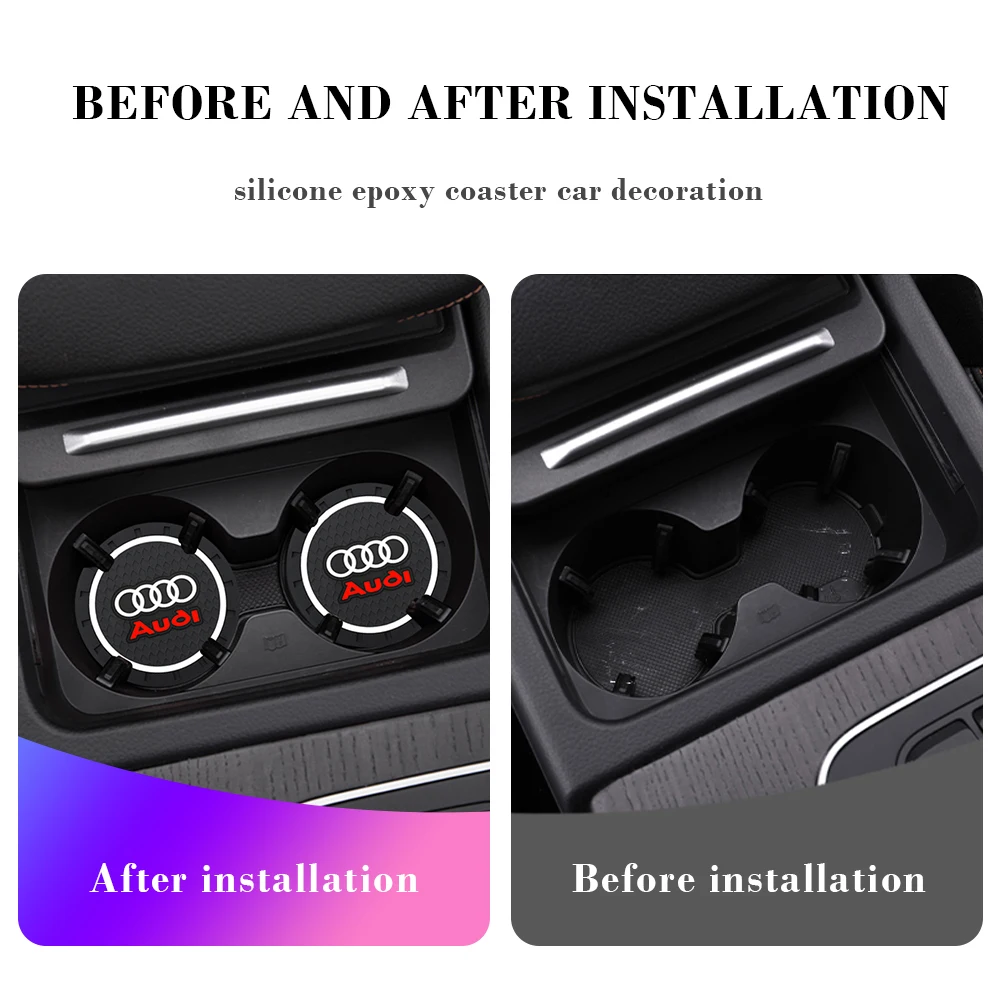 1/2 Uds. Portavasos para coche, accesorios de fibra de carbono, posavasos de agua para Audi a3 a4 a5 a6 a7 a8 Q3 Q4 Q5 Q6 Q7 b8 b6 c6 8p