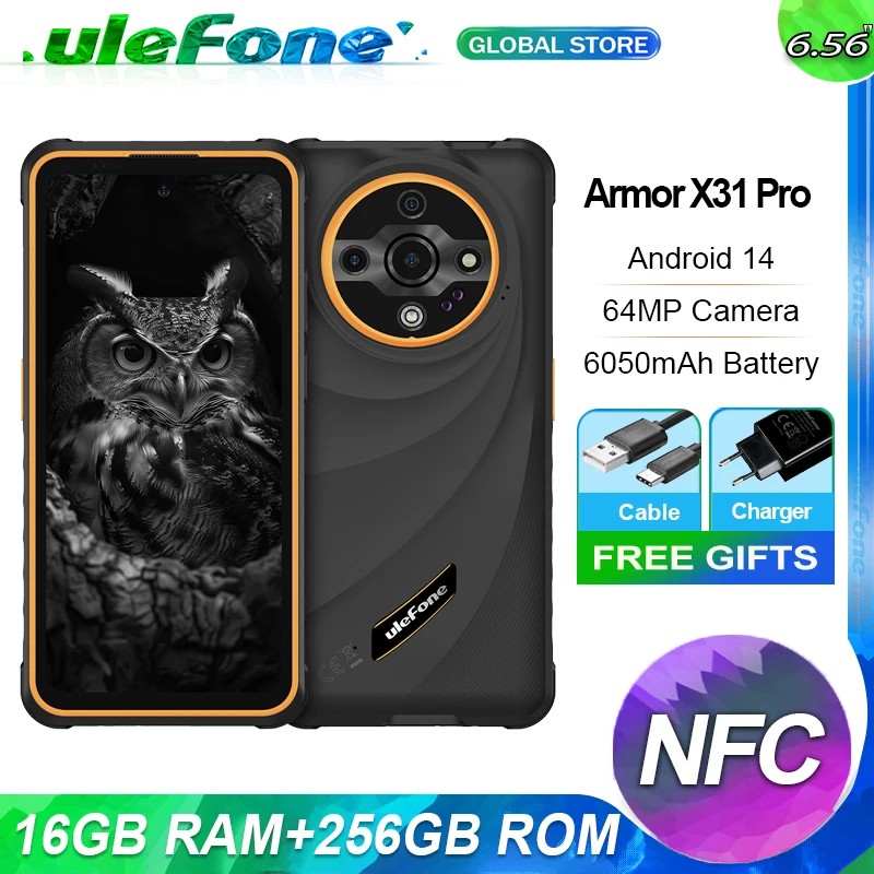 【Estreia mundial】Ulefone Armor X31 Pro 5G Telefone robusto Android 14 Smartphone 6,56 ”16GB + 256GB Câmera noturna 64MP 6050mAh NFC