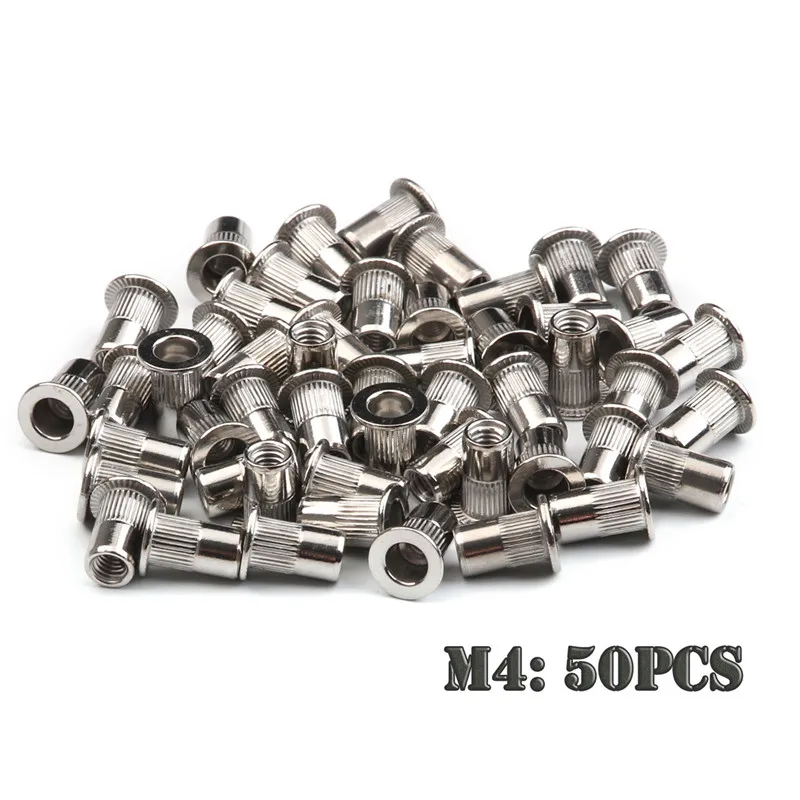 200/50 Chiếc Đồng Hồ Nam Thép Không Gỉ Đầu Phẳng Đinh Tán Hạt Bộ M3 M4 M5 M6 Ren Lắp Reveting nhiều Kích Thước Đinh Tán Các Loại Hạt