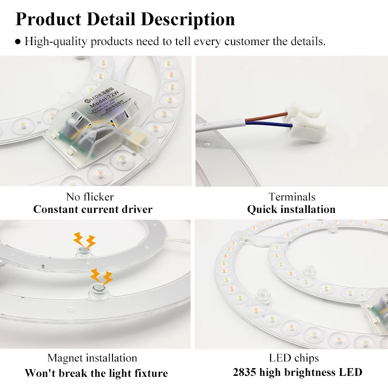 Led Panel 220V Ceiling Light Replacement Led Module 72W Round Circle Light Panel Board 6000K/4000K Module For Ceiling Fan Lights