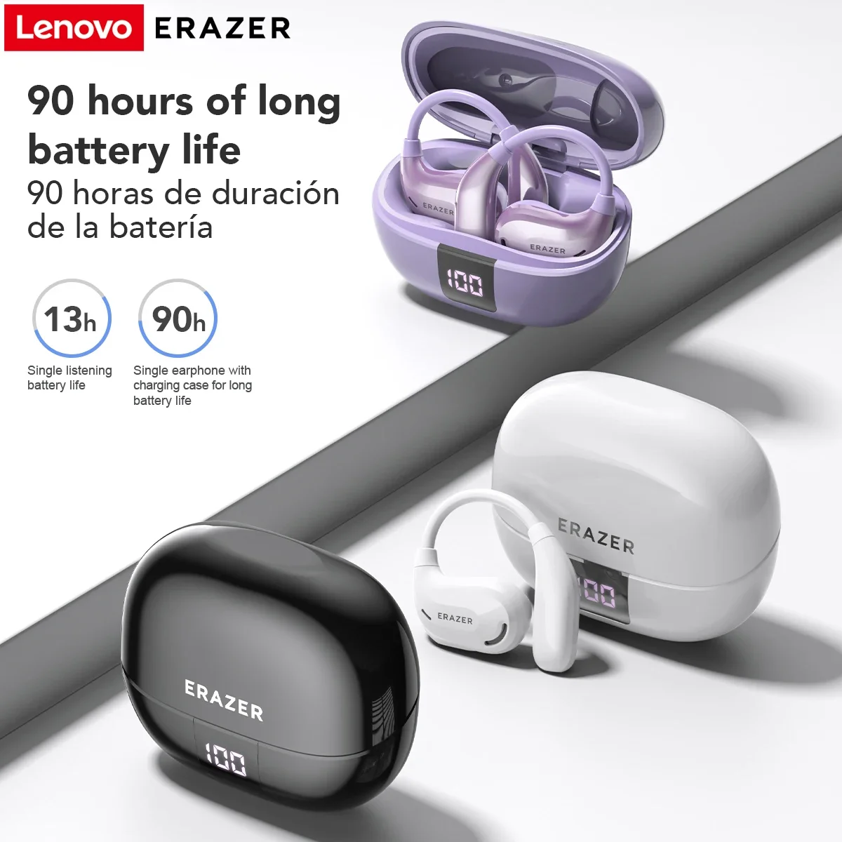 ERAZER XT66PRO Auricolari Bluetooth Cuffie ASMR APP fai da te Traduttore AI Auricolari Cuffie wireless 13 ore di visualizzazione a lunga durata