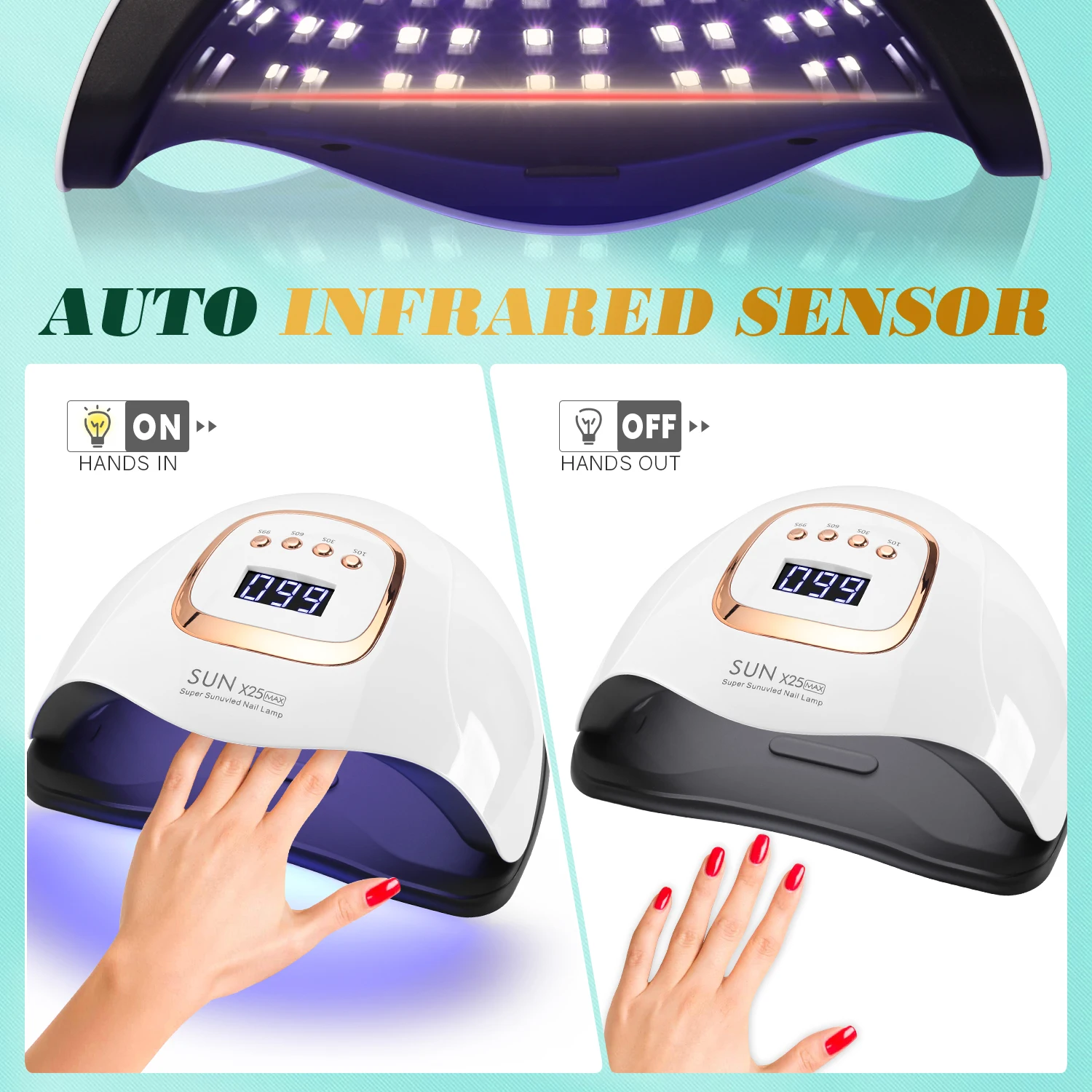 Lampa UV LED do paznokci 380W Lampy do utwardzania paznokci do salonu domowego Potężne lampy LED do suszenia wszystkich żelowych lakierów Profesjonalny sprzęt do paznokci