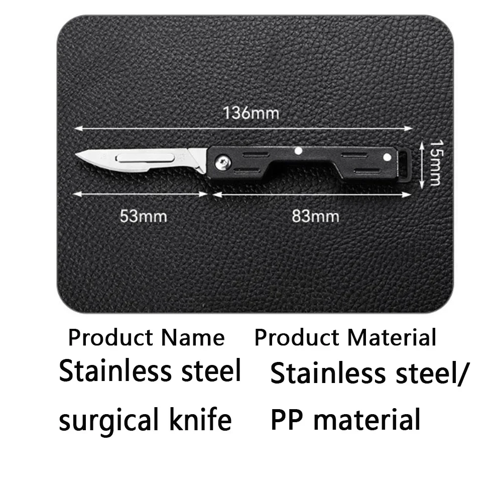 Maquinaria Mini bisturí plegable cuchillo plegable médico EDC cuchillo de bolsillo para desembalaje al aire libre con 10 Uds cuchillas reemplazables