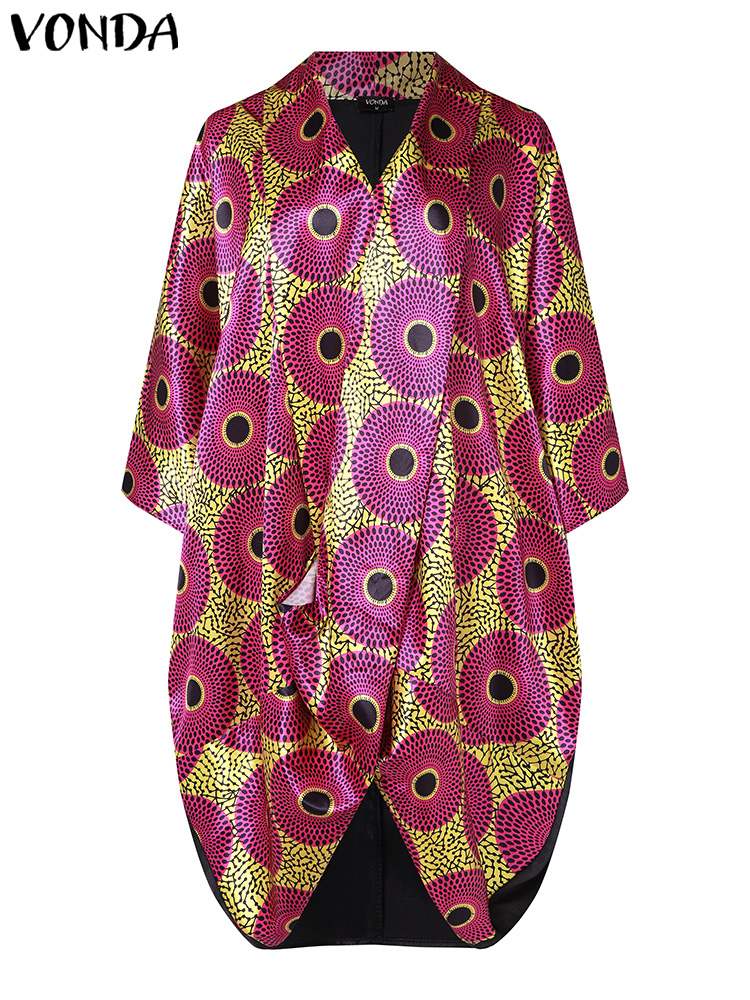 Vonda-女性用ワイドレッグパンツセット,ラージサイズ,ヴィンテージ3/4スリーブ,伸縮性ウエスト,トップスとパンツ,カジュアルなプリーツスーツ,パンツセット,エレガント,2024