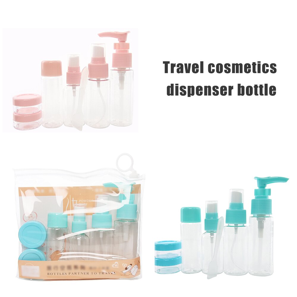 Pequeno Portátil Transparente Spray Bottle Set, Viagem Separada Bottle Set, Imprensa Tipo, Sample Bottle, Cosméticos, Seven Piece