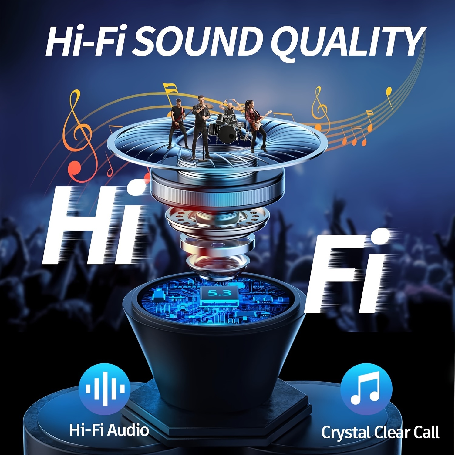 Беспроводные наушники 40 дБ с шумоподавлением Bluetooth 5,3 Наушники 6 микрофонов ENC со светодиодным дисплеем HD Call TWS Наушники Режим прозрачности
