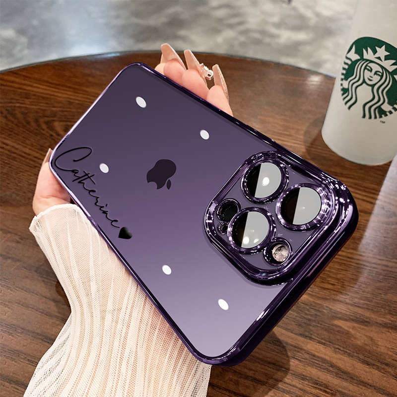 15 16 Pro Max funda personalizada con nombre para iPhone 16 15 14 13 12 11 Pro Max cubierta transparente chapada 16 Pro Max