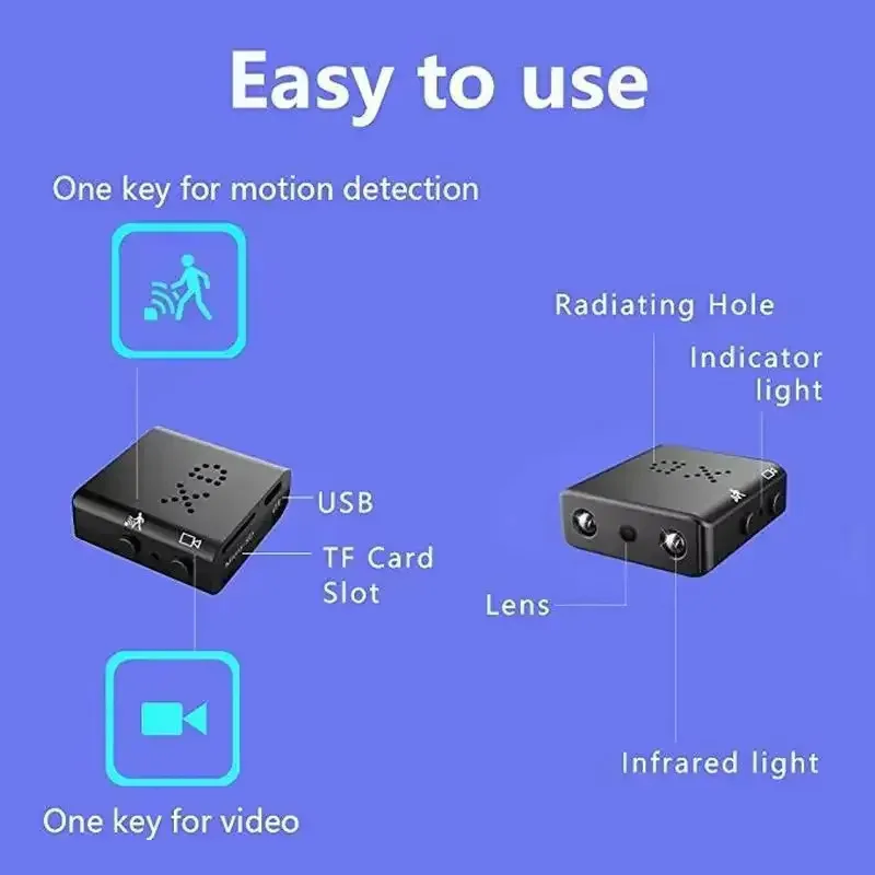 Mini kamera XD IR-CUT Najmniejsza kamera bezpieczeństwa w domu Full HD 1080P Noktowizor na podczerwień Micro Cam DV DVR Detekcja ruchu